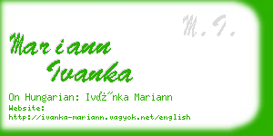 mariann ivanka business card